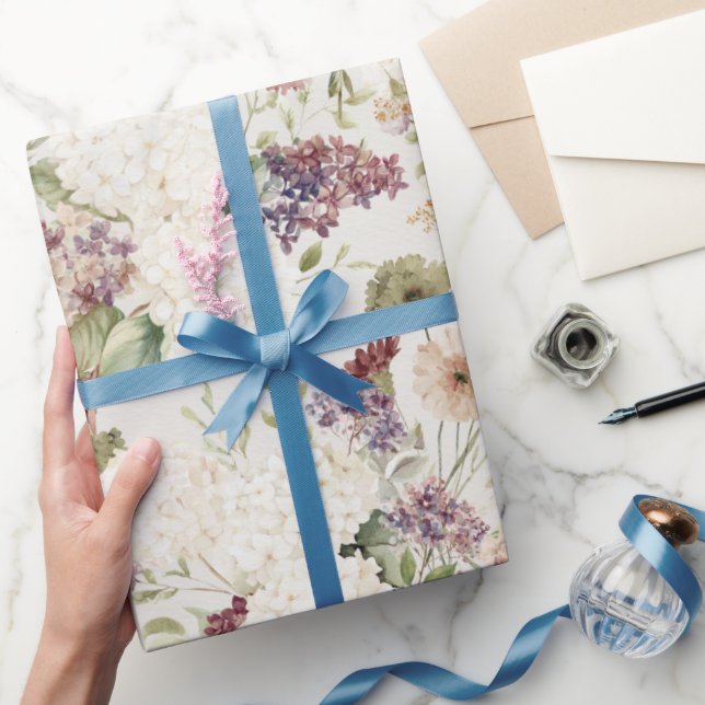 Green Plaid Stripes Burgundy Cream Flowers Birthda Presentpapper (Gifting)