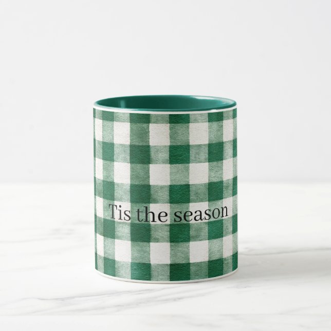 Green Plaid Stripes Christmas Mugg (Center)