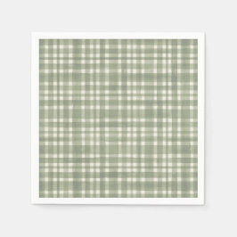 Green Plaid Watercolor Gingham Party Plate Pappersservett