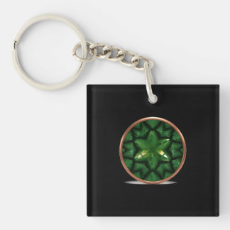 Green Pointed Star Fractal With Copper Frame