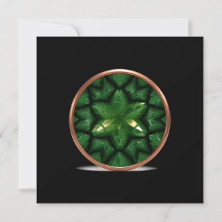 Green Pointed Star Fractal With Copper Frame Inbjudningar
