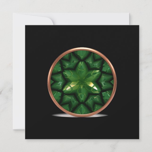 Green Pointed Star Fractal With Copper Frame Inbjudningar (Framsida)