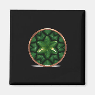 Green Pointed Star Fractal With Copper Frame Magnet