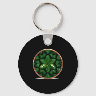 Green Pointed Star Fractal With Copper Frame Nyckelring