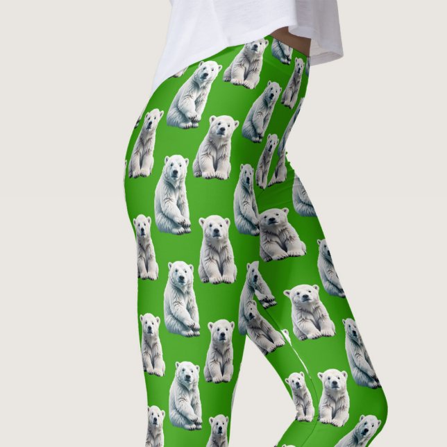 Green Polar Bear Pattern Design  Leggings (Skapare uppladdad)
