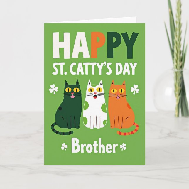 Green Polka Dot Cats Day Card Kort (Framsida)