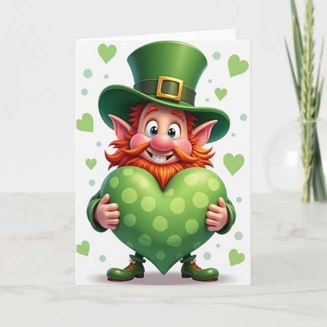 Green Polka Dot Heart Card Kort (Framsida)
