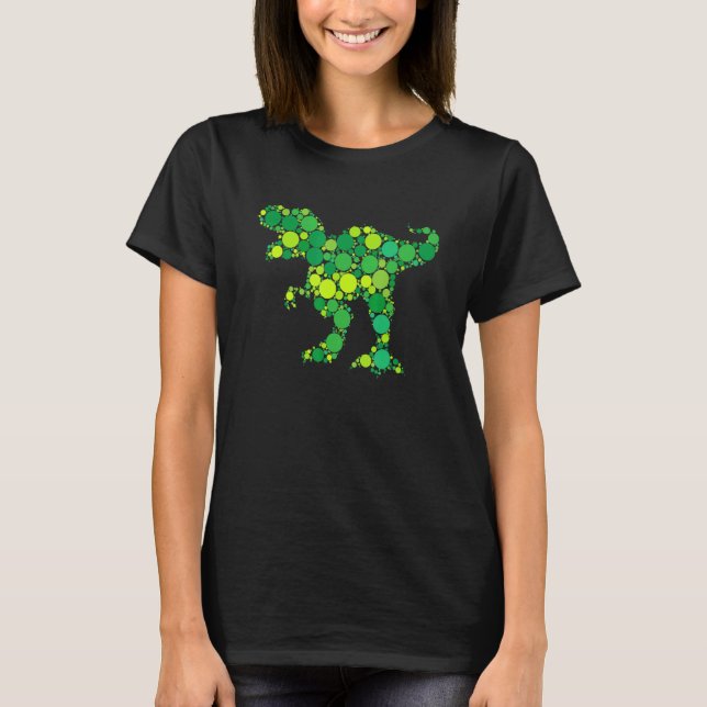 Green Polka Dot Rex Dinosaur International Dot Day T Shirt (Framsida)