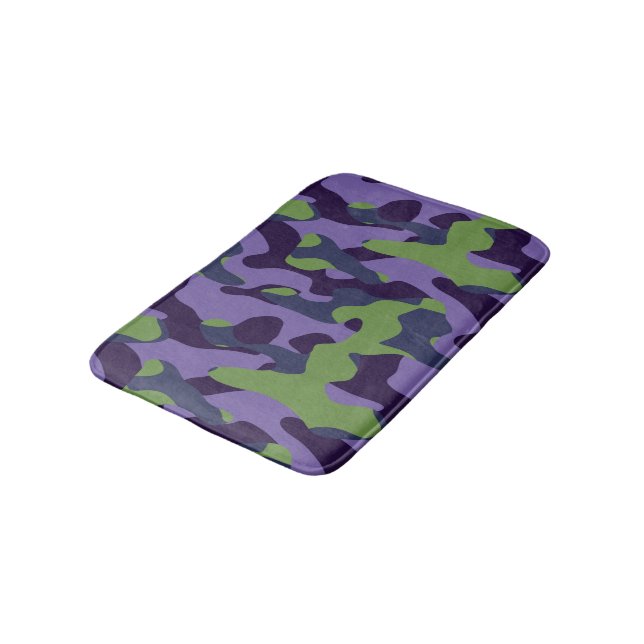 Green Purple and Blue Camo abstract Badrumsmatta (Vinklad)
