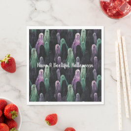 Green Purple Black Ghosts Bootiful Halloween Pappersservett