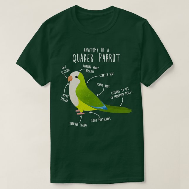 Green Quaker Parrot Anatomy Bird T Shirt (Design framsida)
