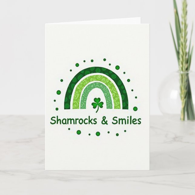 Green Rainbow Dots Pattern Card Kort (Framsida)