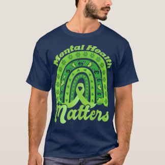 Green Rainbow Ribbon Mental Health Awareness Month T Shirt