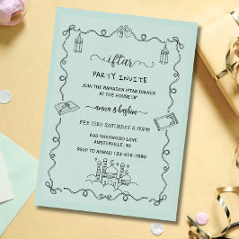 Green Ramadan Bow doodle ramadan iftar invitation Inbjudningar