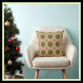 Green Red Beige Rustic Vintage Style Kudde