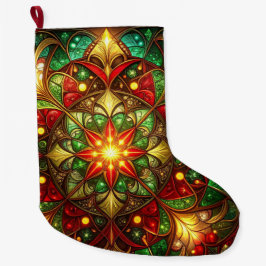 Green Red Decorative Christmas Holiday Stocking Stor Julstrumpa