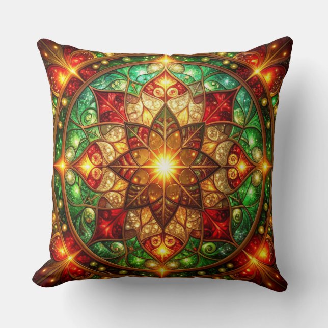 Green Red Decorative Christmas Throw Pillow Kudde (Framsida)