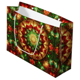 Green Red Decorative Holiday Gift Bag