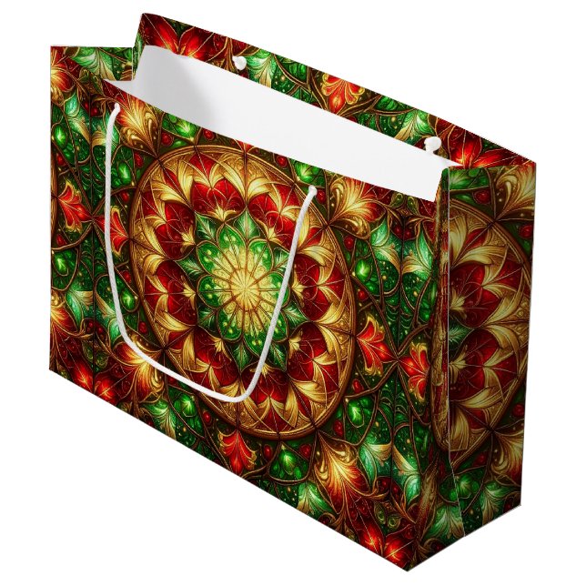 Green Red Decorative Holiday Gift Bag (Framsidan Vinklad)