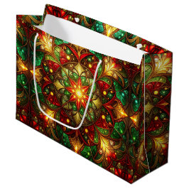 Green Red Decorative Holiday Gift Bag