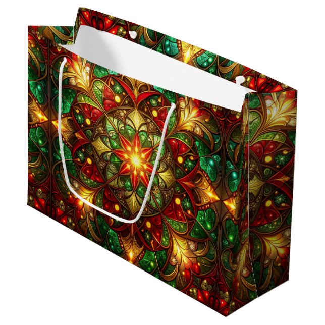 Green Red Decorative Holiday Gift Bag (Framsidan Vinklad)