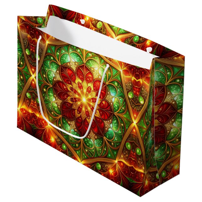 Green Red Decorative Holiday Gift Bag (Framsidan Vinklad)
