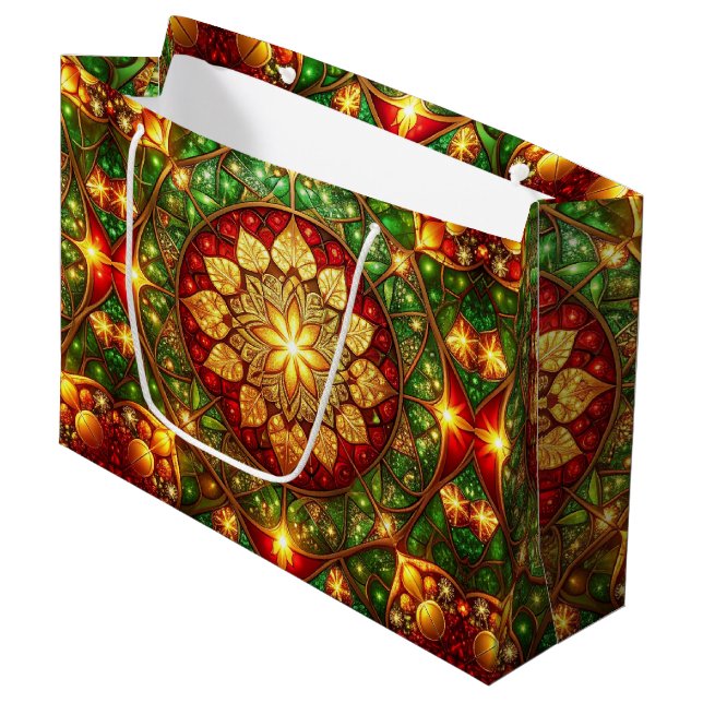 Green Red Decorative Holiday Gift Bag (Framsidan Vinklad)