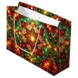 Green Red Decorative Holiday Gift Bag