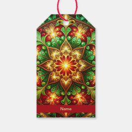 Green Red Decorative Holiday Gift Tag Presentetikett
