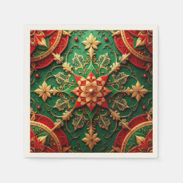 Green Red Decorative Holiday Napkin Pappersservett