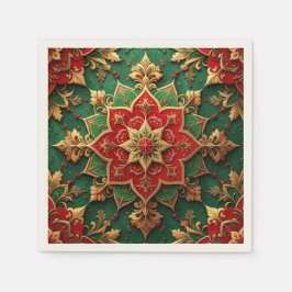Green Red Decorative Holiday Napkin Pappersservett