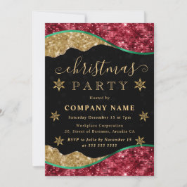 Green Red & Gold Snowflake Company Christmas Party Inbjudningar
