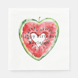 Green Red Heart Watermelon Birthday Pappersservett