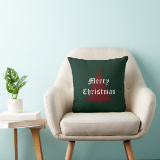 Green & Red "Merry Christmas" Throw Pillow Kudde