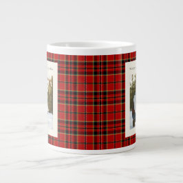Green Red Plaid Monogram 2 Photo Rustic Christmas Jumbo Mugg