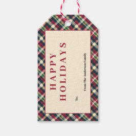 Green Red Tartan Plaid Custom Christmas Holiday Presentetikett