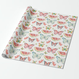 Green Red Watermelon Blue Butterflies Birthday Presentpapper