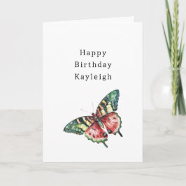 Green Red Watermelon Butterfly Birthday Kort