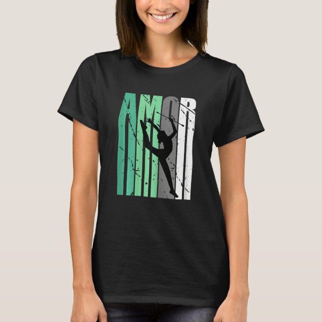 Green Rhythmic Gymnastics Distressed Amor Inspirat T Shirt (Framsida)