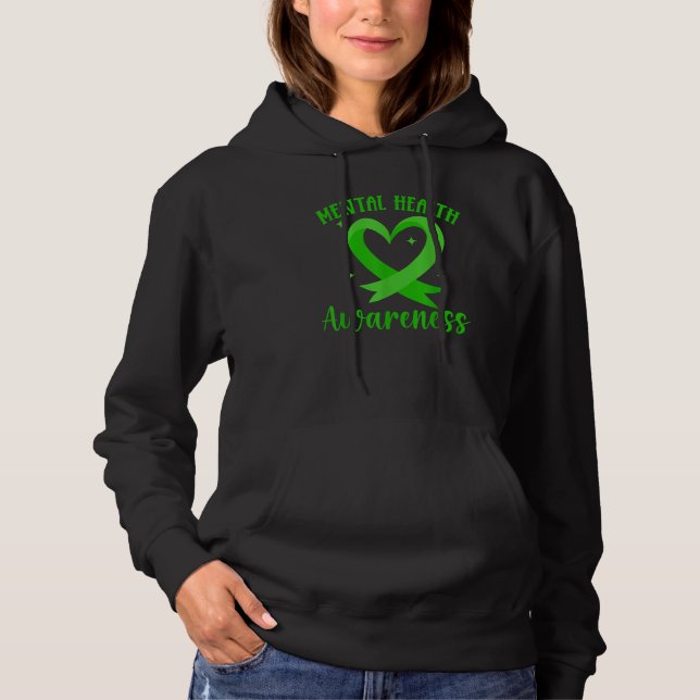 Green Ribbon Mental Health Awareness T Shirt (Framsida)
