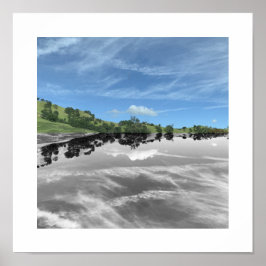 Green Road Reflection Photography Poster