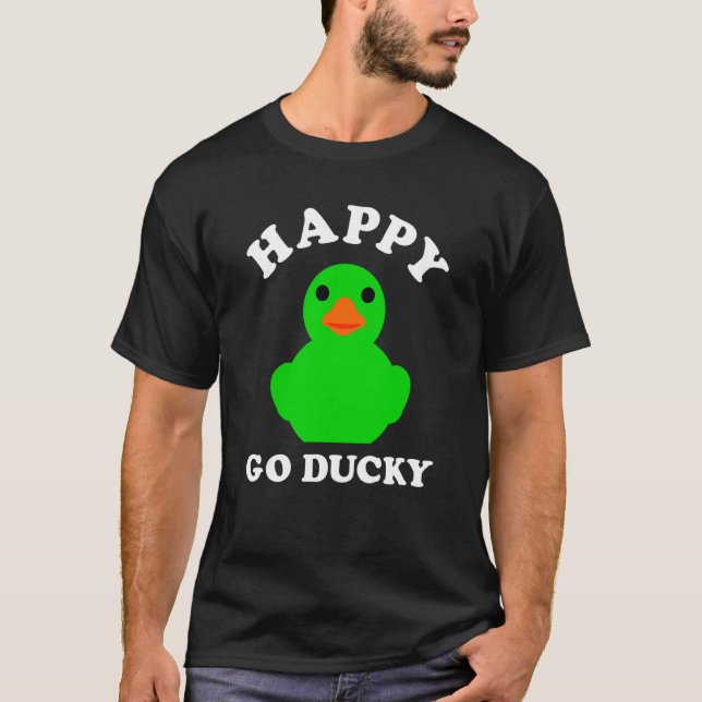 Green Rubber Duck Happy Go Ducky Pun St Patricks D T Shirt (Framsida)