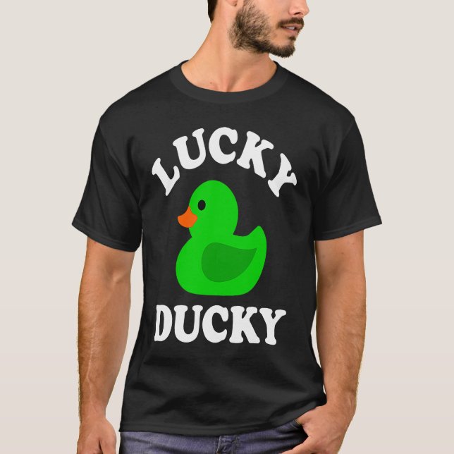 Green Rubber Duck Lucky Ducky Quack  St Patricks D T Shirt (Framsida)