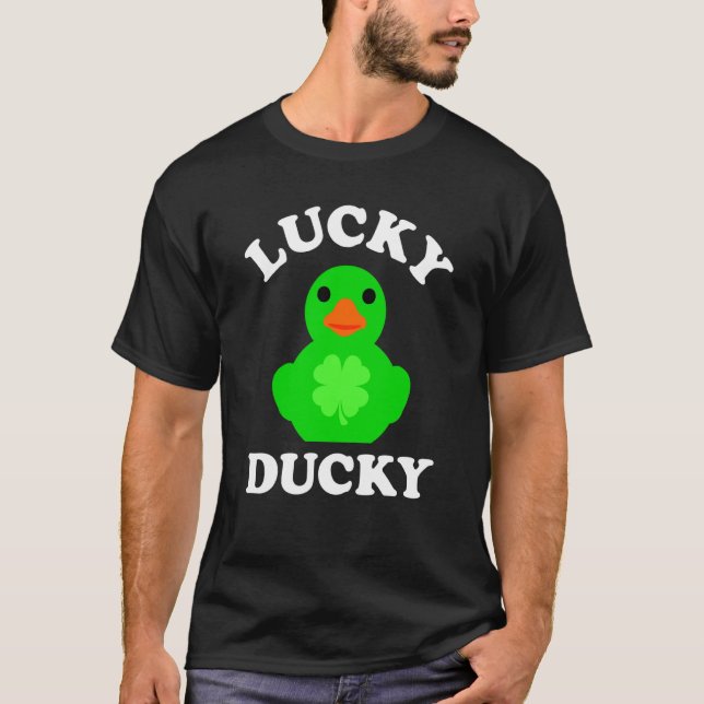 Green Rubber Duck Quack Four Leaf C Lucky Ducky T Shirt (Framsida)
