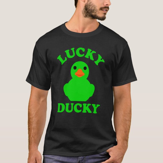 Green Rubber Duck Quack Lucky Ducky Animal Graphic T Shirt (Framsida)
