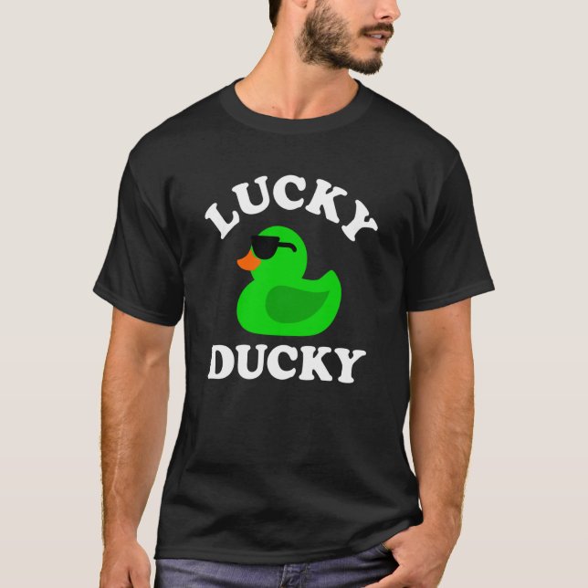 Green Rubber Duck Sunglasses Lucky Ducky Quack Duc T Shirt (Framsida)