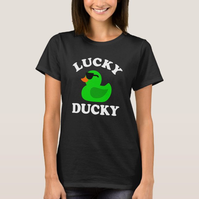 Green Rubber Duck Sunglasses Lucky Ducky Quack Duc T Shirt (Framsida)