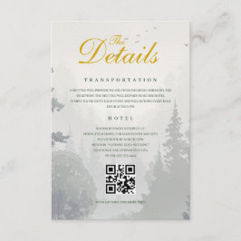 Green Rustic Forest Watercolor Wedding Details Tilläggskort