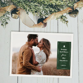 Green Rustic Tree Woodgrain Christmas Photo Card Inbjudningar