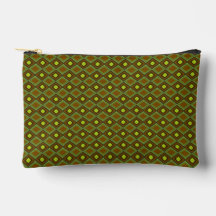 Green Sage Citrus Brown Checkered Pattern